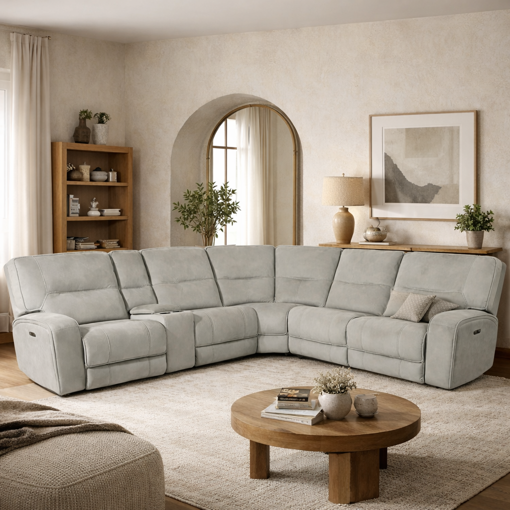Excalibur Beige Lay-Z-Boy Style Power Recliner Modular Corner Sofa