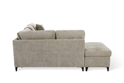 Elara Beige Chenille 1C2 Left Hand Corner Sofa Bed with Storage — rear angled view