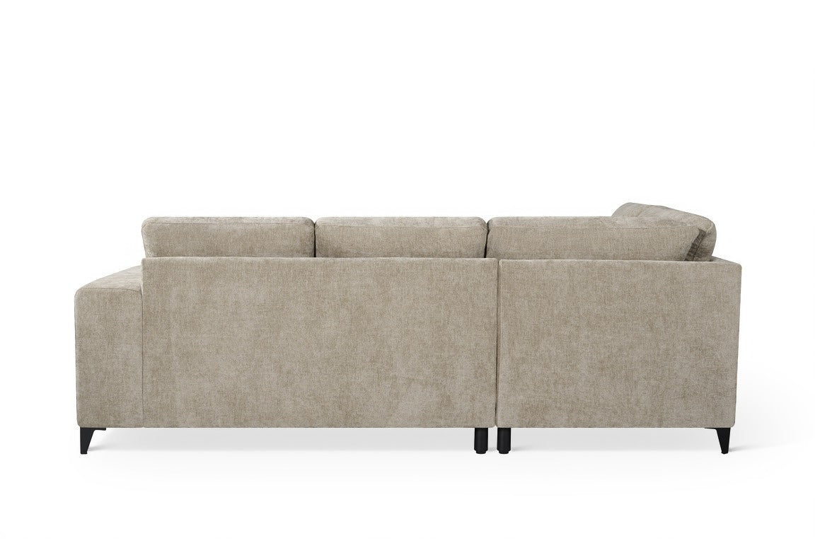 Elara Beige Chenille 1C2 Left Hand Corner Sofa Bed with Storage — rear view