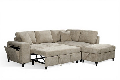 Elara Beige Chenille 2C1 Right Hand Corner Sofa Bed with Storage – view 3