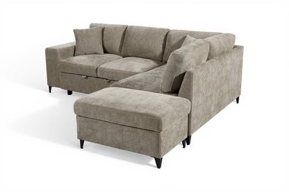 Elara Beige Chenille 2C1 Right Hand Corner Sofa Bed with Storage – view 5