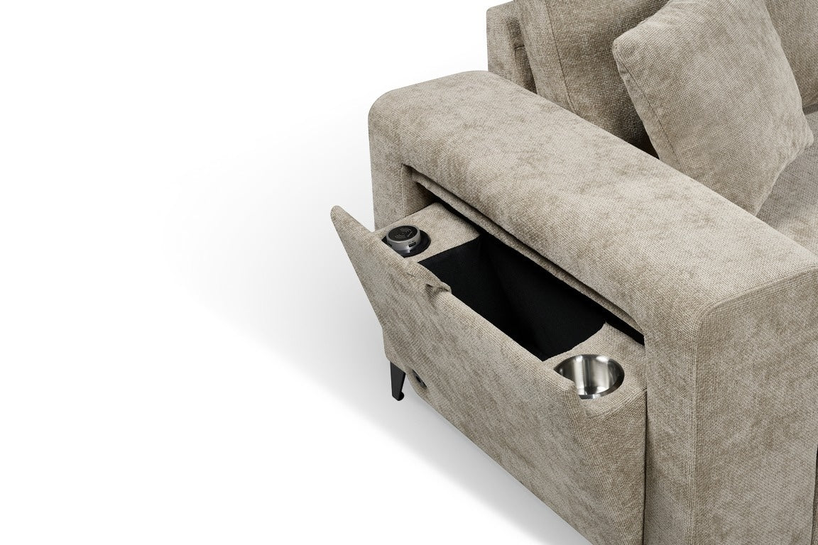 Elara Beige Chenille 2C1 Right Hand Corner Sofa Bed with Storage – view 8