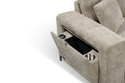 Elara Beige Chenille 2C1 Right Hand Corner Sofa Bed with Storage – view 8