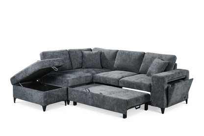 Elara Blue Chenille 1C2 Left Hand Corner Sofa Bed with Storage – view 2