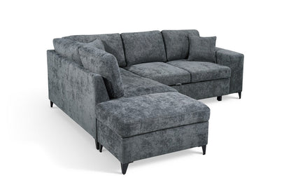 Elara Blue Chenille 1C2 Left Hand Corner Sofa Bed with Storage – view 4