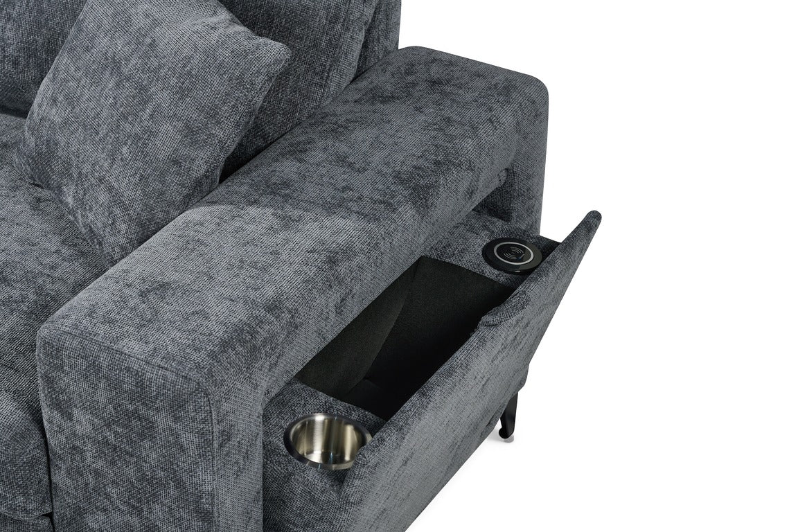 Elara Blue Chenille 1C2 Left Hand Corner Sofa Bed with Storage – view 7