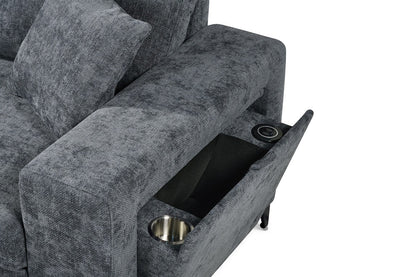 Elara Blue Chenille 1C2 Left Hand Corner Sofa Bed with Storage – view 7