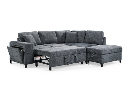 Elara Blue Chenille 2C1 Right Hand Corner Sofa Bed with Storage – view 3