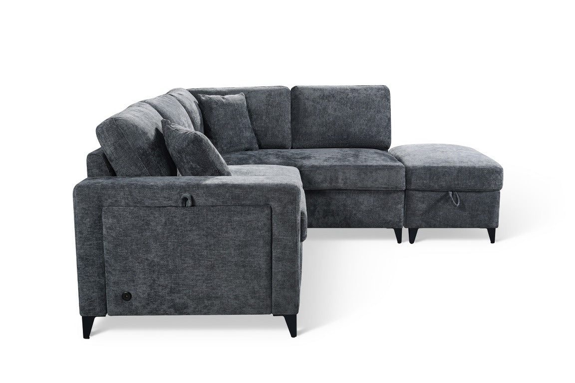 Elara Blue Chenille 2C1 Right Hand Corner Sofa Bed with Storage – view 4