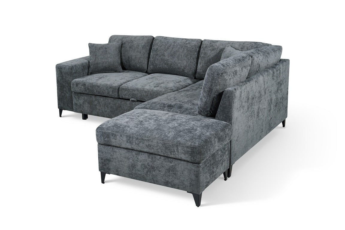 Elara Blue Chenille 2C1 Right Hand Corner Sofa Bed with Storage – view 5