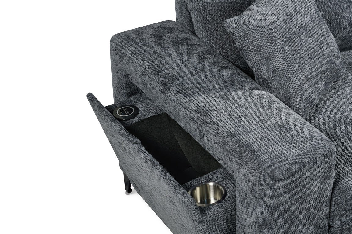 Elara Blue Chenille 2C1 Right Hand Corner Sofa Bed with Storage – view 7