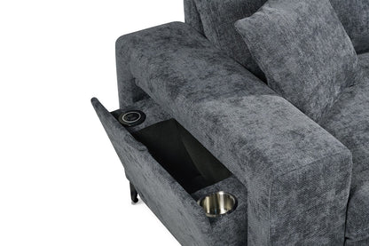 Elara Blue Chenille 2C1 Right Hand Corner Sofa Bed with Storage – view 7