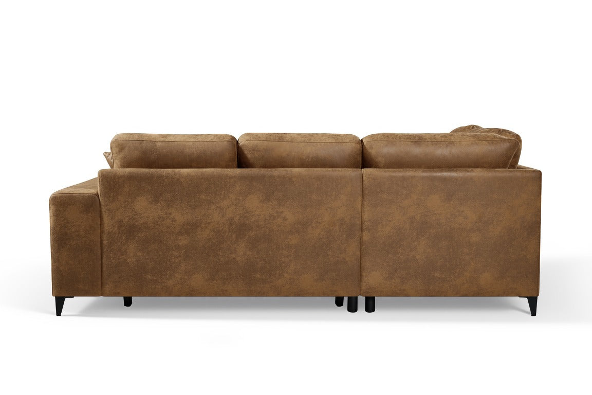Elara Brown Faux Leather Suede 1C2 Left Hand Corner Sofa Bed with Storage – view 6