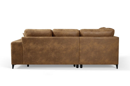 Elara Brown Faux Leather Suede 1C2 Left Hand Corner Sofa Bed with Storage – view 6