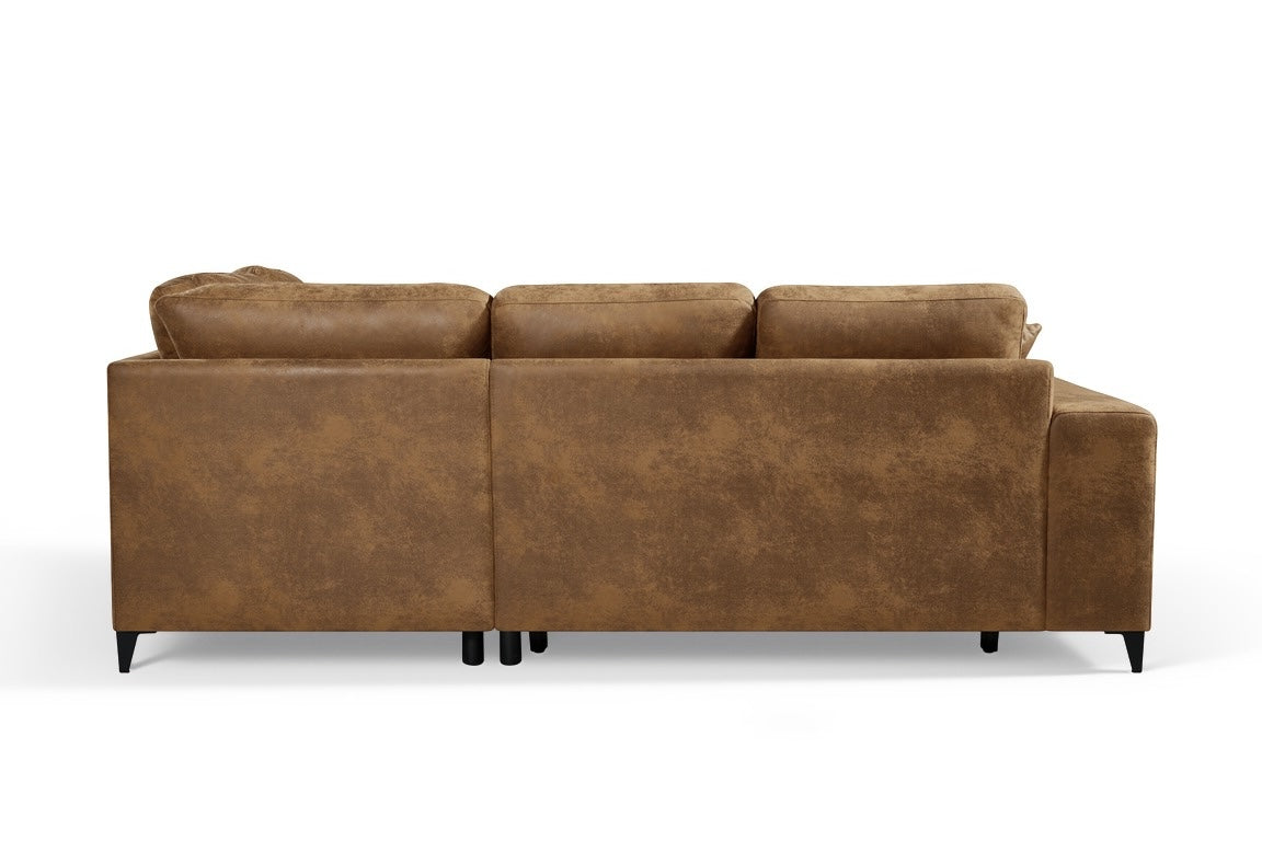 Elara Brown Faux Leather Suede 2C1 Right Hand Corner Sofa Bed with Storage – view 6