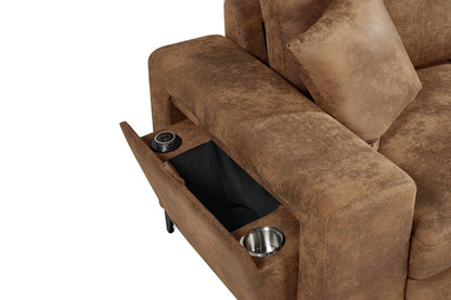 Elara Brown Faux Leather Suede 2C1 Right Hand Corner Sofa Bed with Storage – view 8