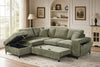 Elara Green Chenille 1C2 Left Hand Corner Sofa Bed with Storage – main view