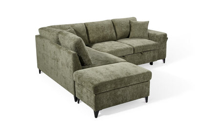 Elara Green Chenille 1C2 Left Hand Corner Sofa Bed with Storage – view 4