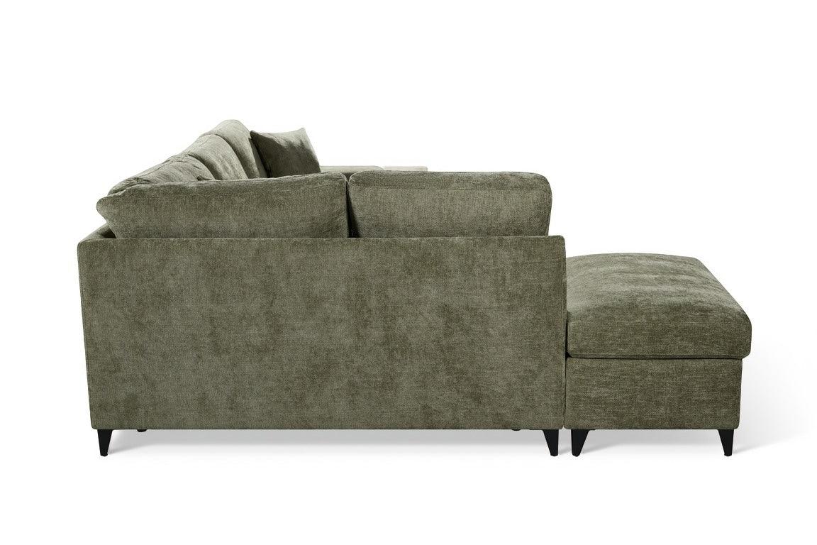 Elara Green Chenille 1C2 Left Hand Corner Sofa Bed with Storage – view 5