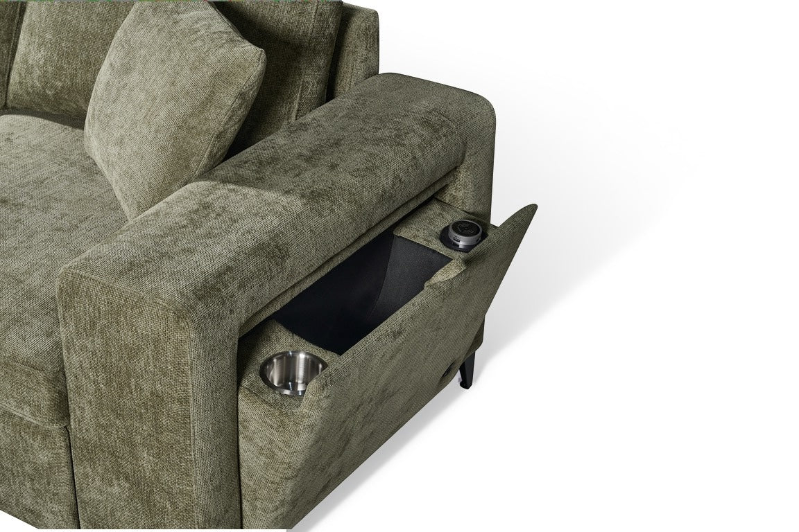 Elara Green Chenille 1C2 Left Hand Corner Sofa Bed with Storage – view 7