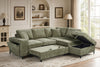 Elara Green Chenille 2C1 Right Hand Corner Sofa Bed with Storage – main view