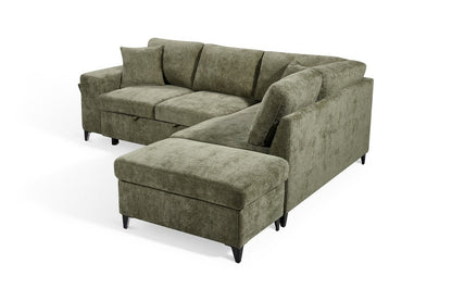 Elara Green Chenille 2C1 Right Hand Corner Sofa Bed with Storage – view 4