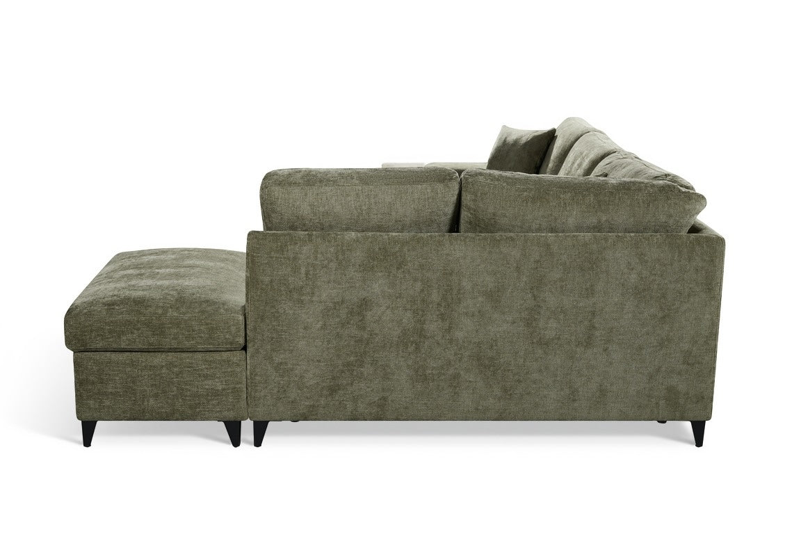 Elara Green Chenille 2C1 Right Hand Corner Sofa Bed with Storage – view 6