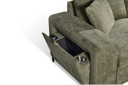 Elara Green Chenille 2C1 Right Hand Corner Sofa Bed with Storage – view 7
