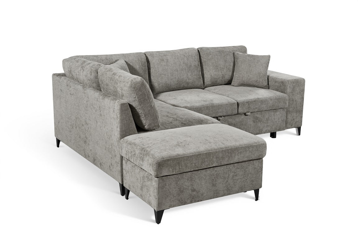 Elara Grey Chenille 1C2 Left Hand Corner Sofa Bed with Storage – view 4