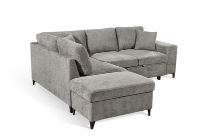 Elara Grey Chenille 1C2 Left Hand Corner Sofa Bed with Storage – view 4