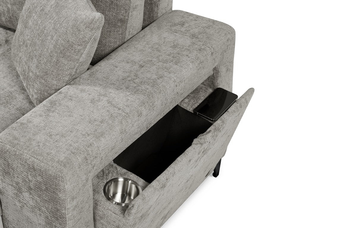 Elara Grey Chenille 1C2 Left Hand Corner Sofa Bed with Storage – view 8