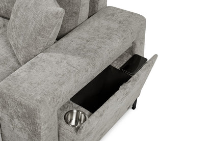 Elara Grey Chenille 1C2 Left Hand Corner Sofa Bed with Storage – view 8