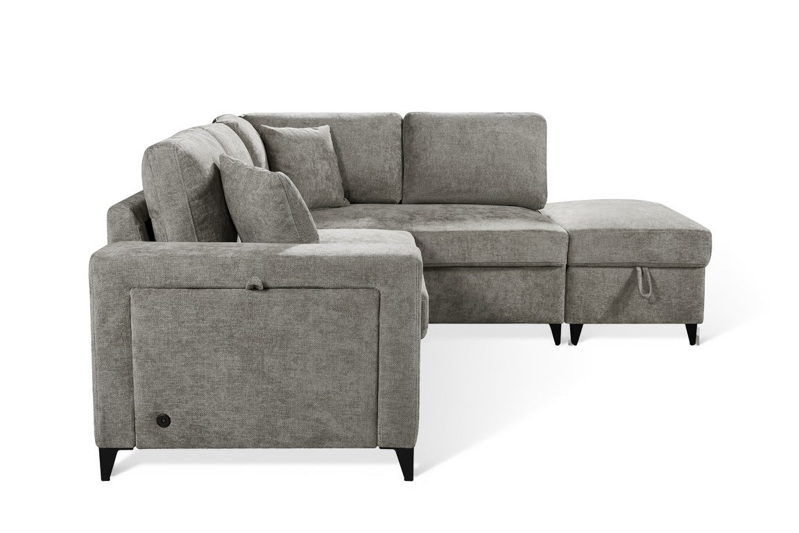 Elara Grey Chenille 2C1 Right Hand Corner Sofa Bed with Storage – view 4