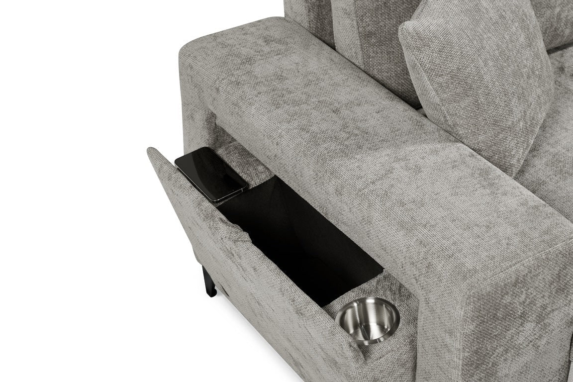 Elara Grey Chenille 2C1 Right Hand Corner Sofa Bed with Storage – view 8
