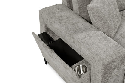 Elara Grey Chenille 2C1 Right Hand Corner Sofa Bed with Storage – view 8