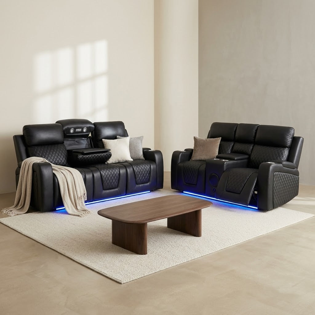 Florida black 3+2 sofa