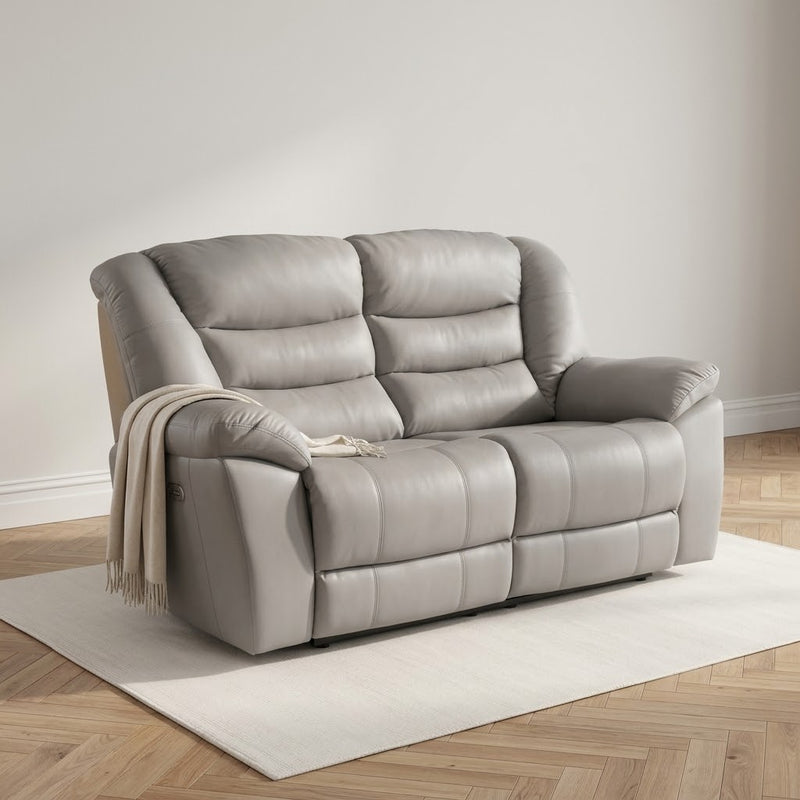 Giovanni 2 Seater Electric Recliner Sofa - Grey Leather