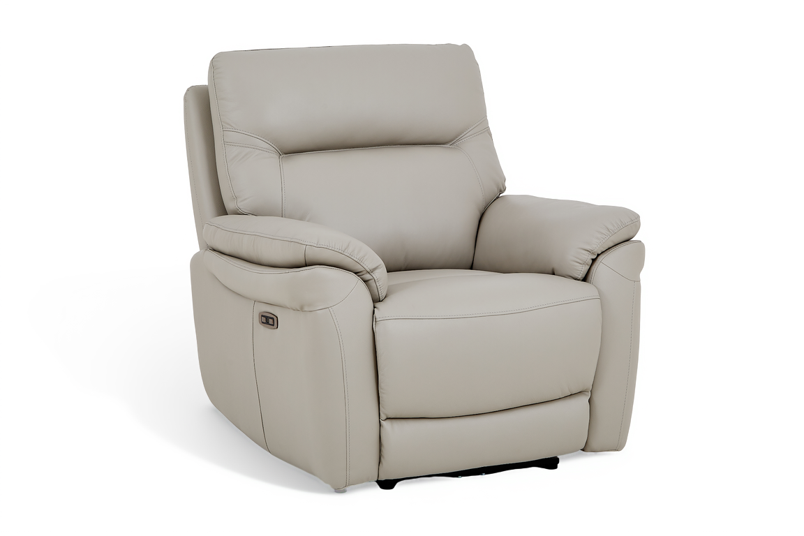 Cinecitta 1 Seater Electric Recliner Chair - Grey Leather - Image 2