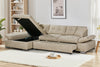 Harry Beige Chenille Fabric Corner Sofabed with Storage