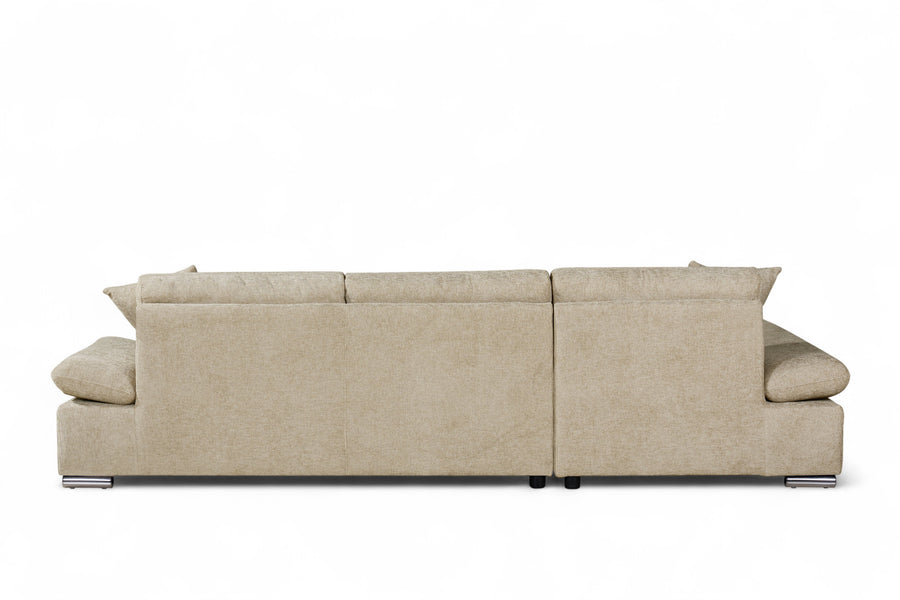 Harry Beige Chenille Fabric Corner Sofabed with Storage
