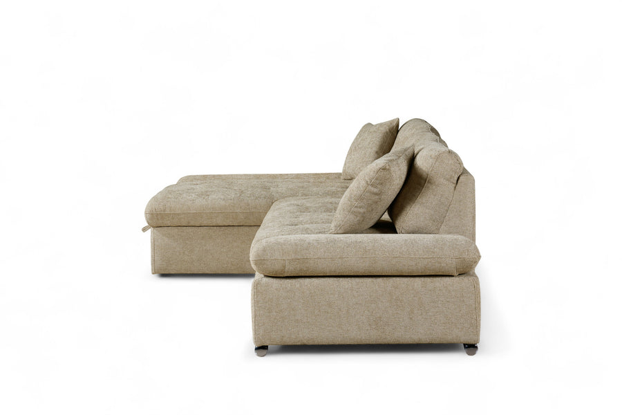 Harry Beige Chenille Fabric Corner Sofabed with Storage