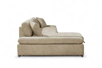 Harry Beige Chenille Fabric Corner Sofabed with Storage