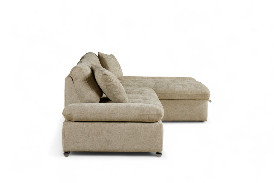 Harry Beige Chenille Fabric Corner Sofabed with Storage