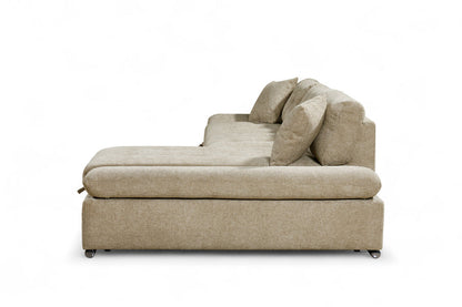 Harry Beige Chenille Fabric Corner Sofabed with Storage