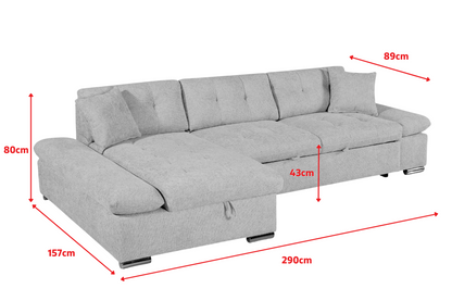 Harry Beige Chenille Fabric Corner Sofabed with Storage