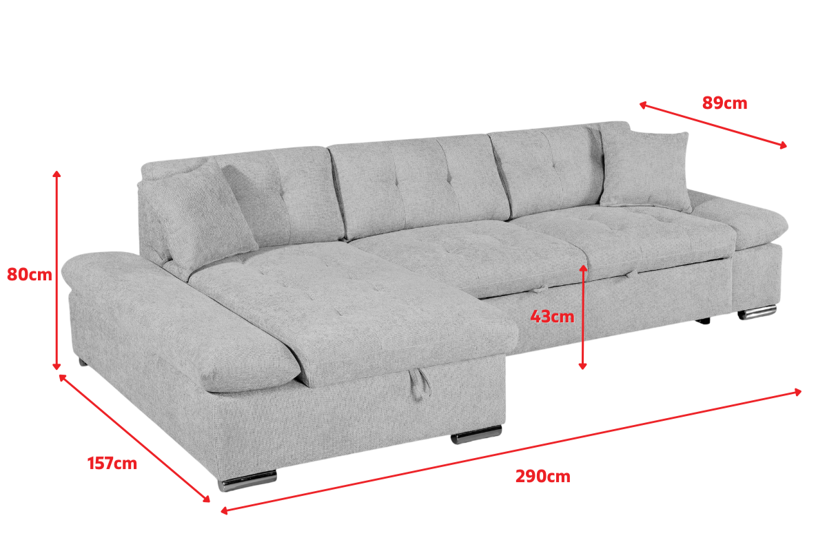 Harry Blue Chenille Fabric Corner Sofabed with Storage
