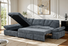 Harry Blue Chenille Fabric Corner Sofabed with Storage