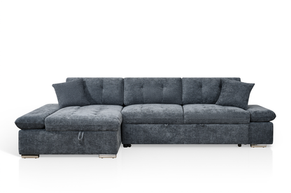 Harry Blue Chenille Fabric Corner Sofabed with Storage