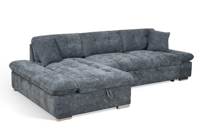 Harry Blue Chenille Fabric Corner Sofabed with Storage