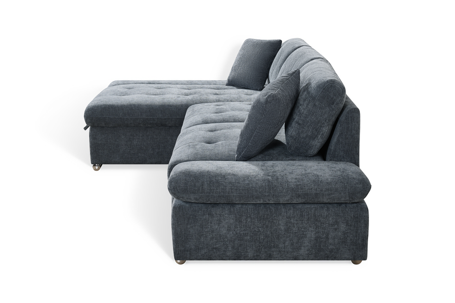Harry Blue Chenille Fabric Corner Sofabed with Storage